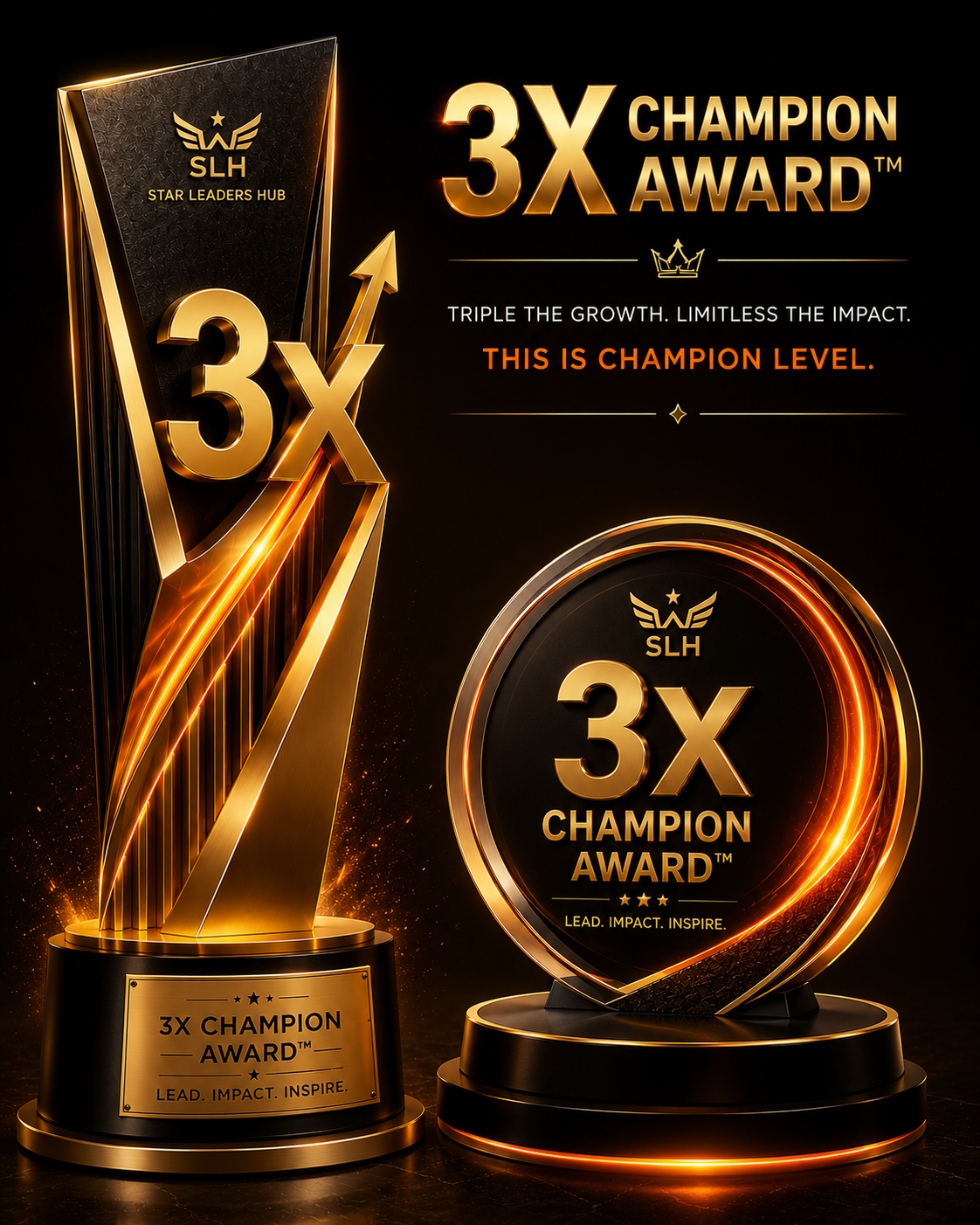 3X CHAMPION AWARD award emblem